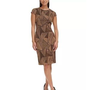 Vince Camuto Geo Metallic Knit Bodycon Dress